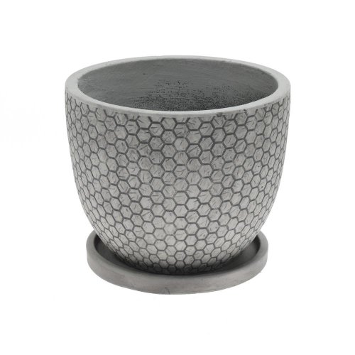 J106 kvetináč+miska okrúhly mila šedá 30x24,5cm m