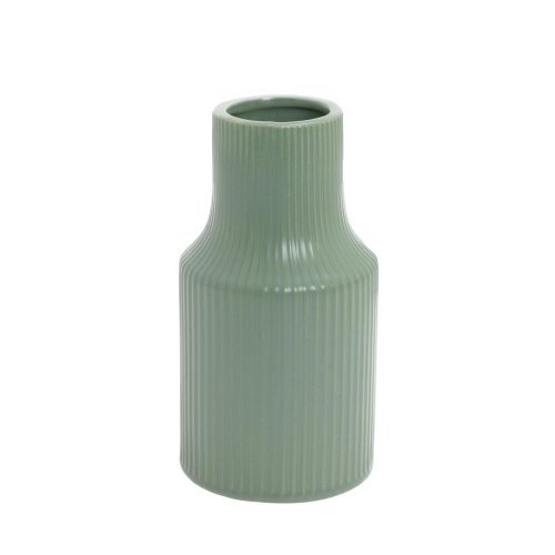 Váza pruhy keramika 9,8x18,5cm zelená
