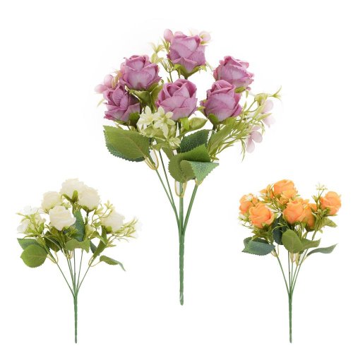 Kytica ruža, zeleň, mix/3f 31cm