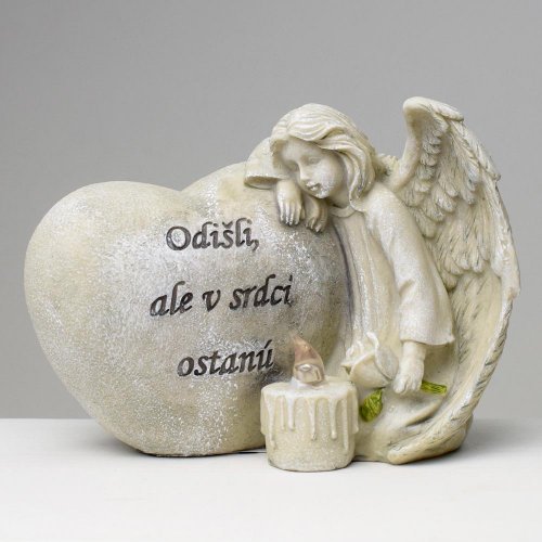 Anjel pri srdci led 16,5x10x13cm polyres