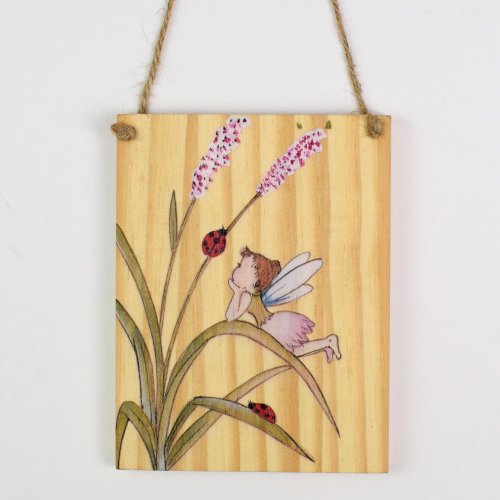 Záves tabuľka víla drevo 13x10x1cm natur