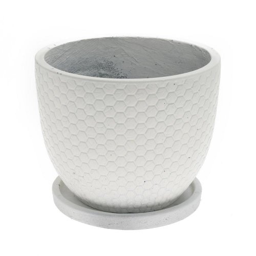 J107 kvetináč+miska okrúhly mila biela 44x36cm xl