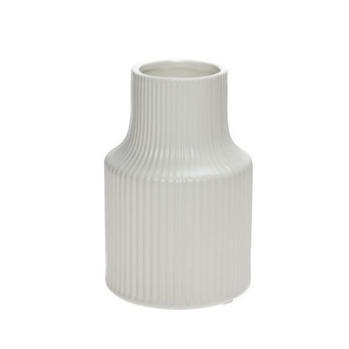 Váza pruhy keramika 10x10x15cm biela