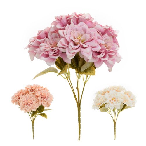 Kytica dalia, drob. kvety, zeleň mix/3f 28cm