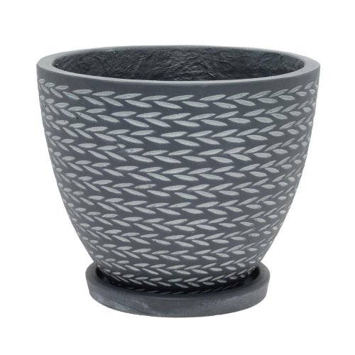 J44 kvetináč + miska eve čierna 24cm h19,6cm s