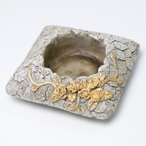 Obal cement šedý so zlatou 17x17x6cm
