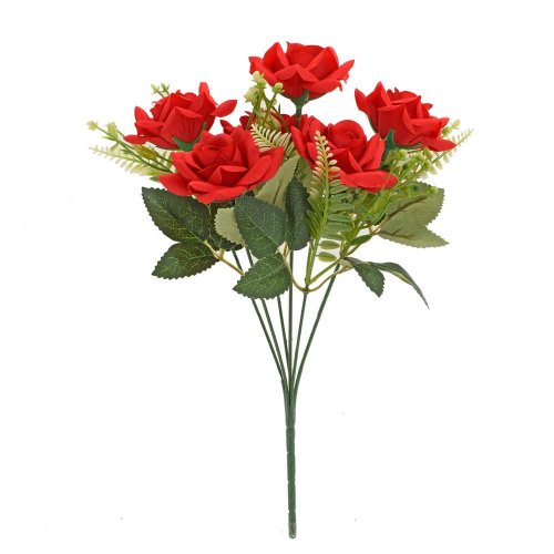 Kytica ruža červená, drob.kvety, zeleň 31cm