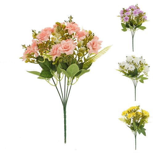 Kytica ruža, zeleň, mix/4f 34cm