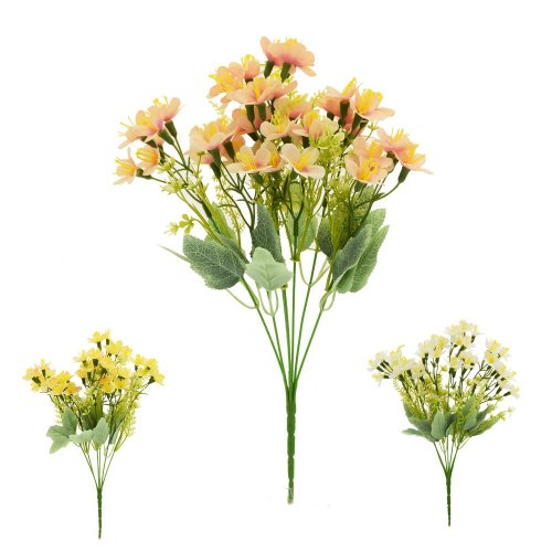 Kytica drobné kvety, zeleň, mix/3f 36cm