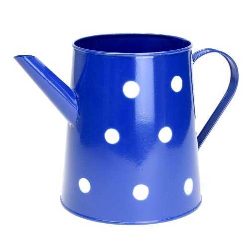 Váza krhla kov modrá veľké bodky v:18x13cm super cena