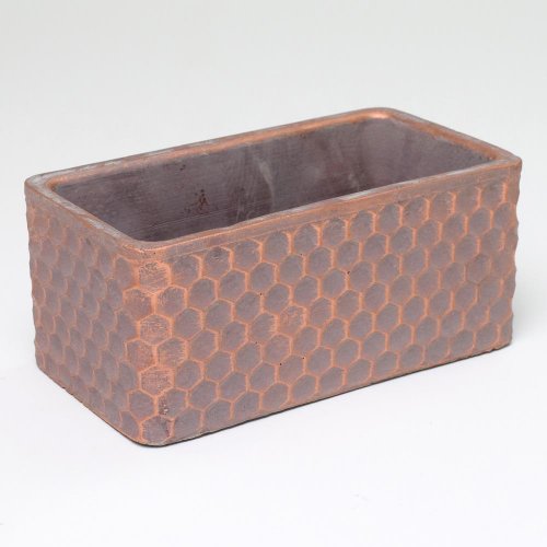 Obal obdĺžnik cement šedý s medenou 20x11x8.8cm