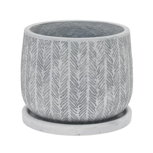 J42 kvetináč + miska ivy biela 23xh18cm s