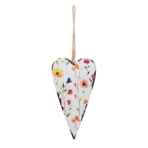 Záves srdce kov vzor kvet 18x9,5x1,8cm