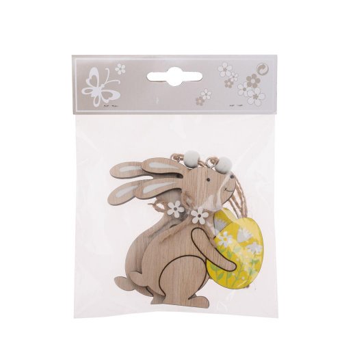 Záves zajac s vajcom hne/žlt drevo s/2 8*8,5cm