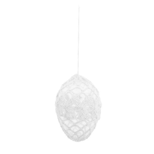 Záves vajíčko biele háčkované 5,5*8cm