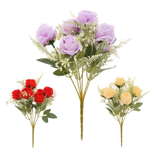 Kytica ruža, zeleň mix/3f 27cm