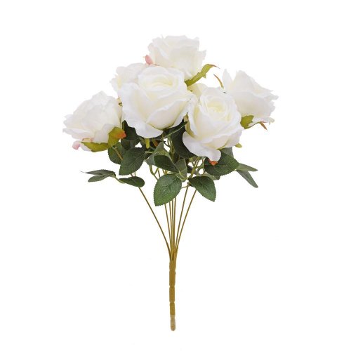 Kytica ruža x7 45cm biela