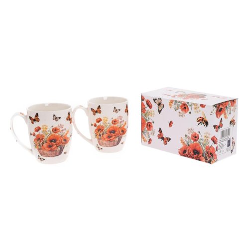 Šálky s/2 360ml kôš kvetov maky