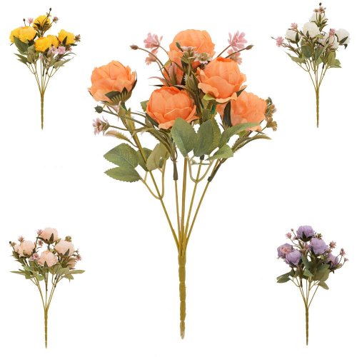 Kytica pivonka, drob.kvety, zeleň mix/5f 28cm