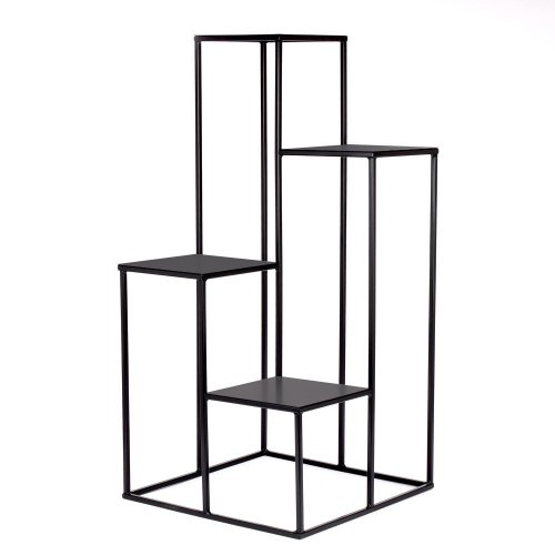 Kw435 stojan na 4 kvety čierny 40x40xv82cm