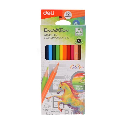 Pevná cena pastelky deli bezdrevé trojhranné 12 farieb enovation ec113-12