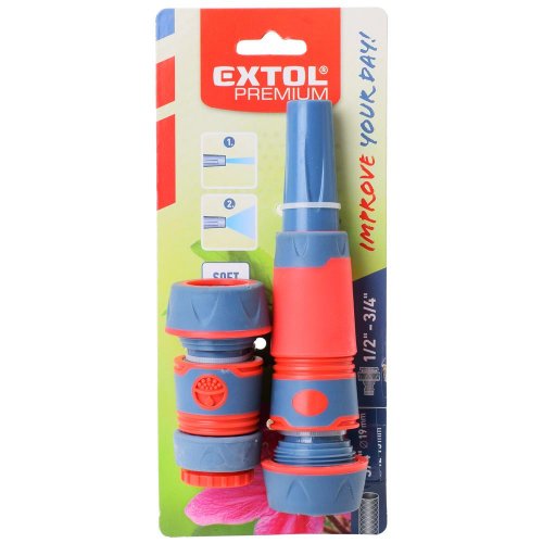 Postrekovač záhradný + rýchlospojky na hadicu plastové, 4-dielna sada