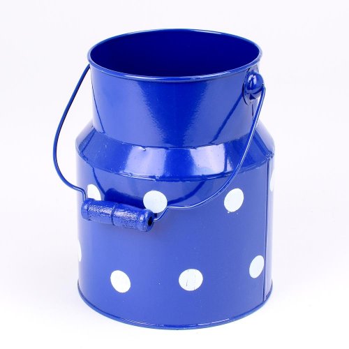 Váza konva s rúčkou kov modrá veľké bodky v:18/27,5x12cm super cena