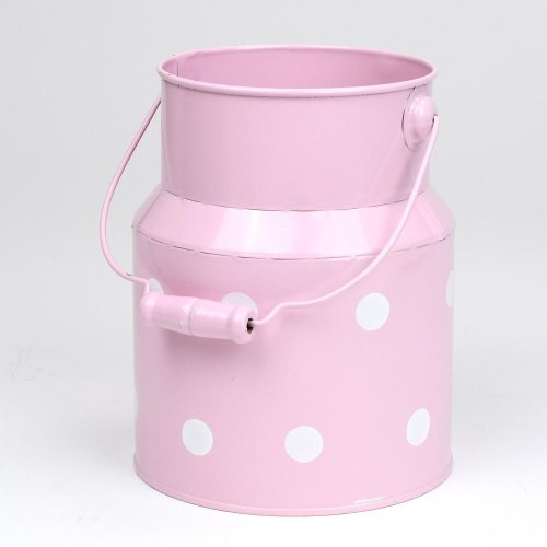 Váza konva kov ružová veľké bodky v:18/27,5x12cm ružová