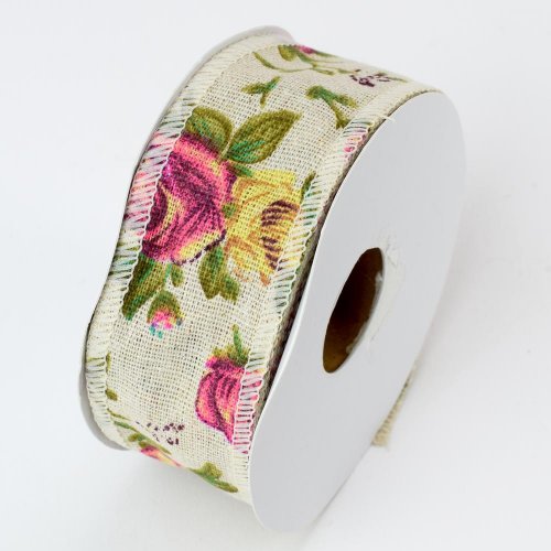 Stuha látka  vzor ruža 4cm*10m super cena