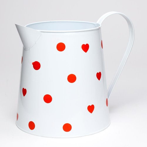 Váza džbán v:19x14cm kov biely veľké bodky  super cena