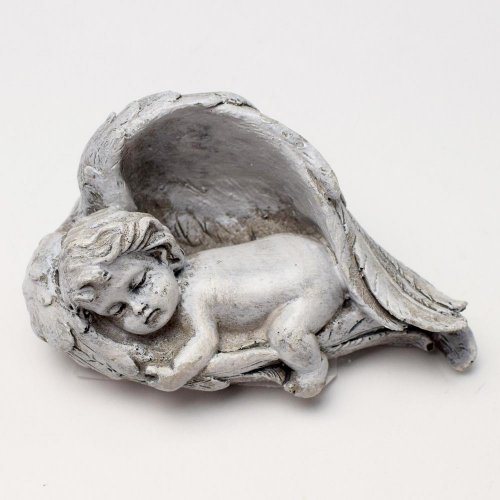 Anjel v krídlach sivý 9,5x6x6cm polyres