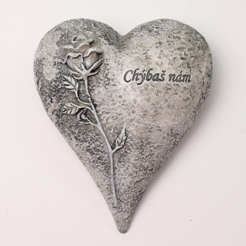 Srdce sivé 14x12x6,5cm polyres