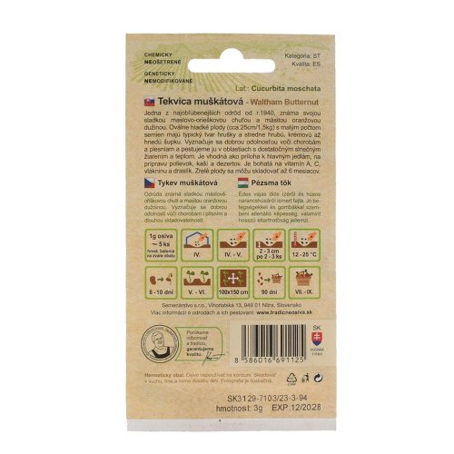 Tekvica muškatová waltham butternut. 2g