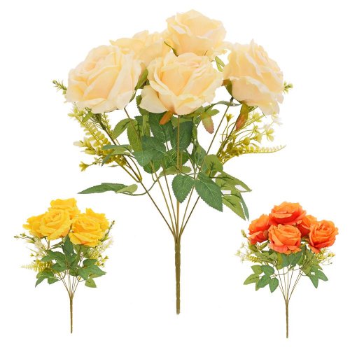 Kytica ruža x7 40cm mix/3 žlté f
