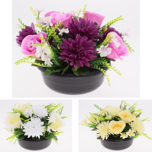 Miska zdobená ruža, chryz., mix/3f 20cm - Umelé kvety
