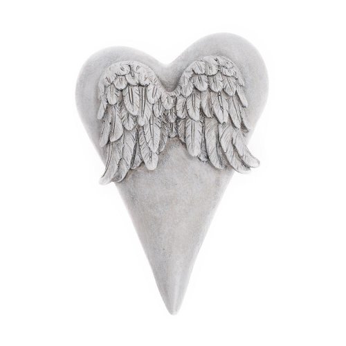 Srdce s krídlami sivé13*9,5*4cm