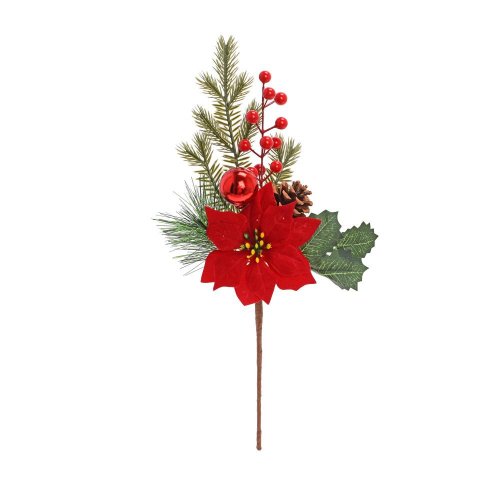 Zápich vian. ruža čer, guličky, čečina 44cm - Umelé kvety