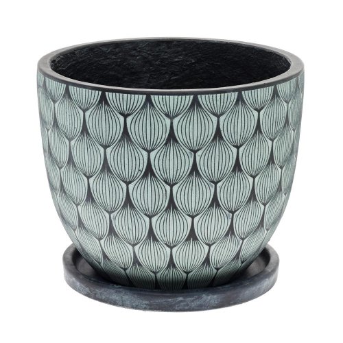 J65 kvetináč + miska okrúhly jill zel./čierna 44h36cm xl