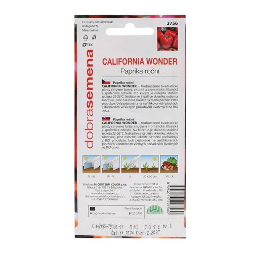 Paprika ročná california wonder bio 0,3g