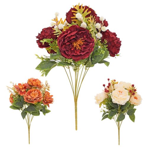 Kytica pivonka, drob.kvety, zeleň mix/3f 45cm