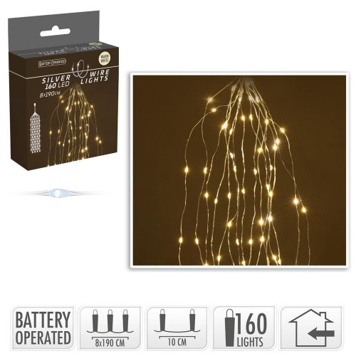 Led svetielka 160 /ww/bo/ind/ kaskáda silverwire - Vianočné osvetlenie