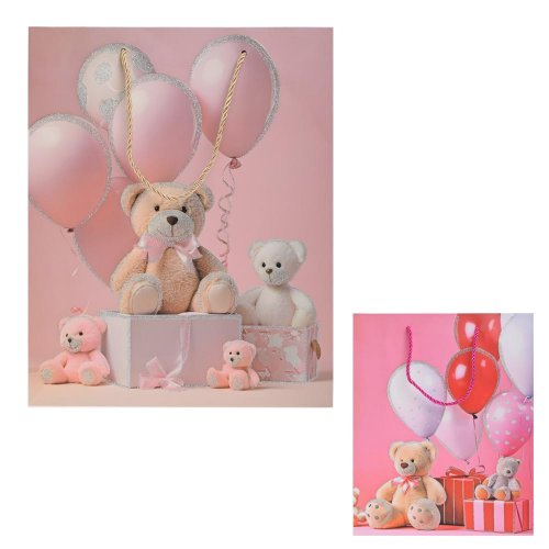 Darčeková taška m 26x32cm macko s balónmi