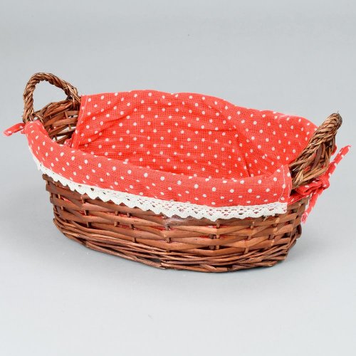 Prútený košík tm.hnedý ucho  vzor bodka m:32x23x11cm