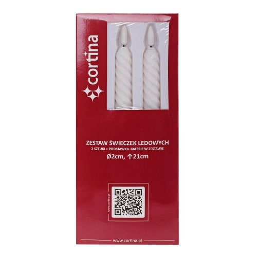 Sviečka stolová led s bater.biela 24cm s/2