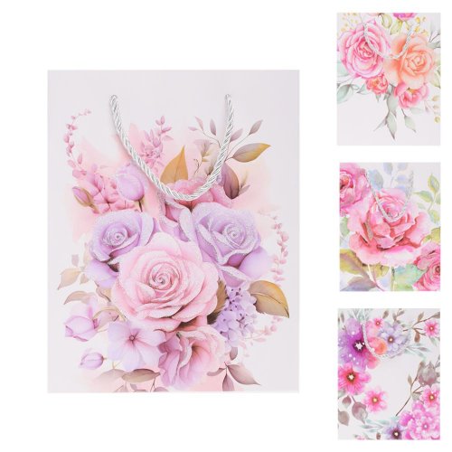 Darčeková taška s 23*18*10cm kvety glitter