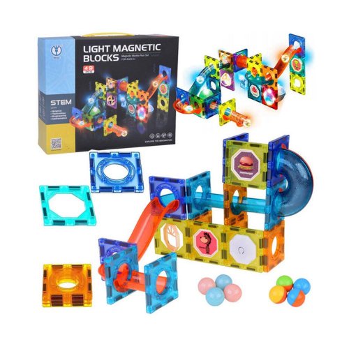 Magnetické kocky, 49 kusov. osvetlené kocky pre deti