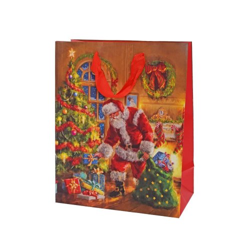 Agb2012003 taška vian v25x20+10cm santa is here - Vianočné dekorácie