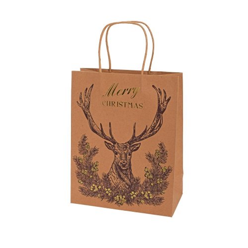 Agb2018203 taška vian v25x20+10cm vintage christmas deer - Vianočné dekorácie