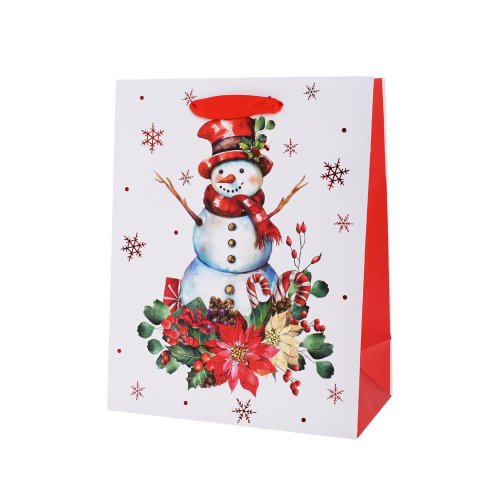 Agb2018903 taška vian v25x20+10cm starly snowman - Vianočné dekorácie