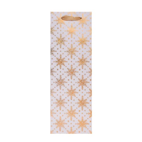 Agb2020304 taška darč. v37x12+10cm grunge textured snowflakes gold bottle